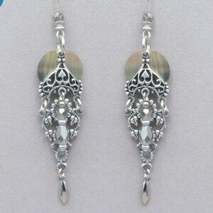 Silver plated Barococo drop (Goddess) earrings with mother of pearl full moon